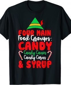 Christmas Four Main Food Groups Elf Buddy Xmas Pajama Gifts T-Shirt