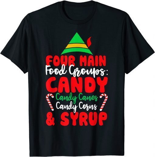 Christmas Four Main Food Groups Elf Buddy Xmas Pajama Gifts T-Shirt