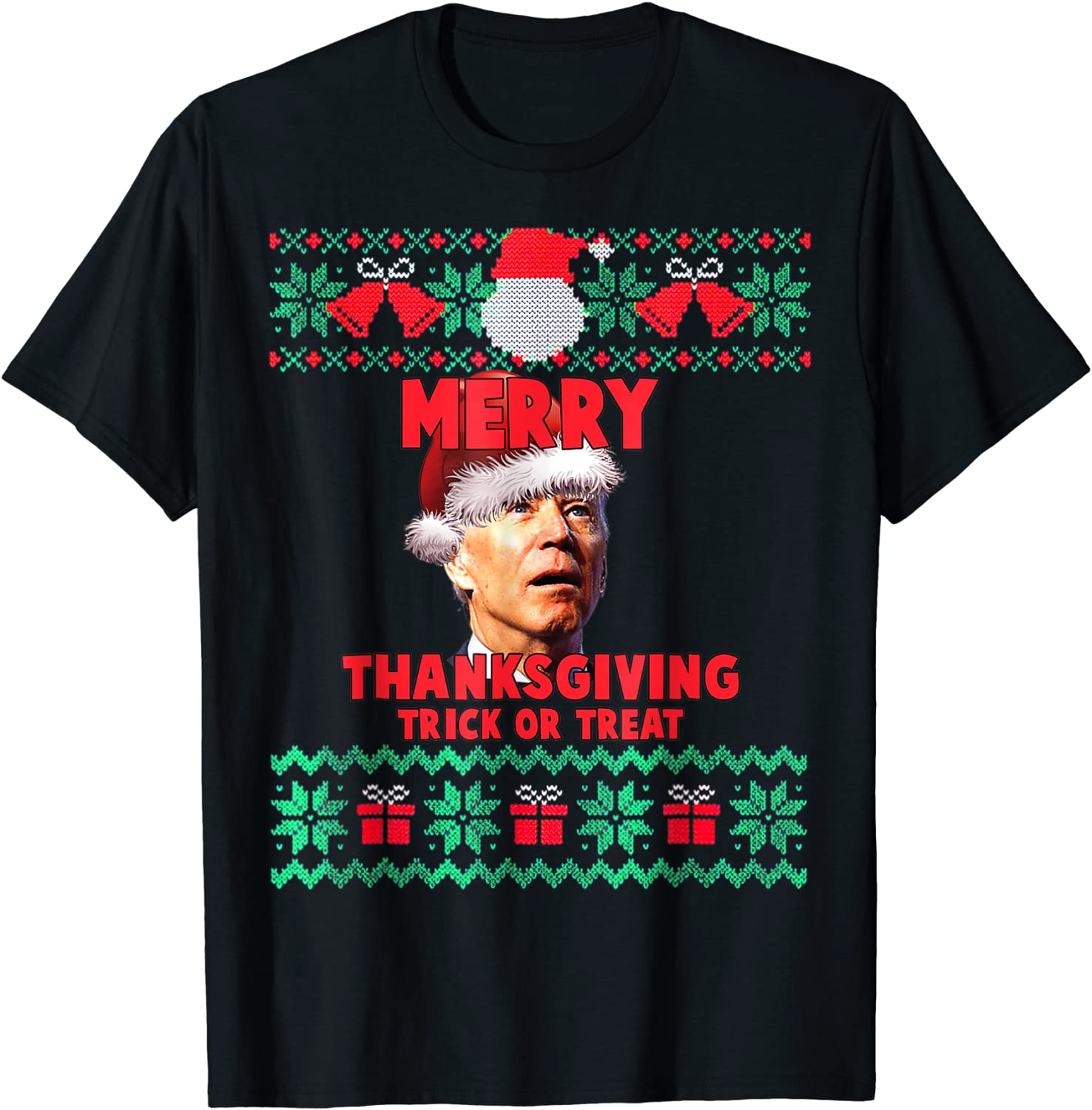 Joe Biden Santa Hat Merry Thanksgiving Christmas Tee Shirts