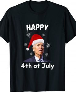 Funny Happy 4th Of July Santa Hat Joe Biden Ugly Christmas Sweater T-Shirt