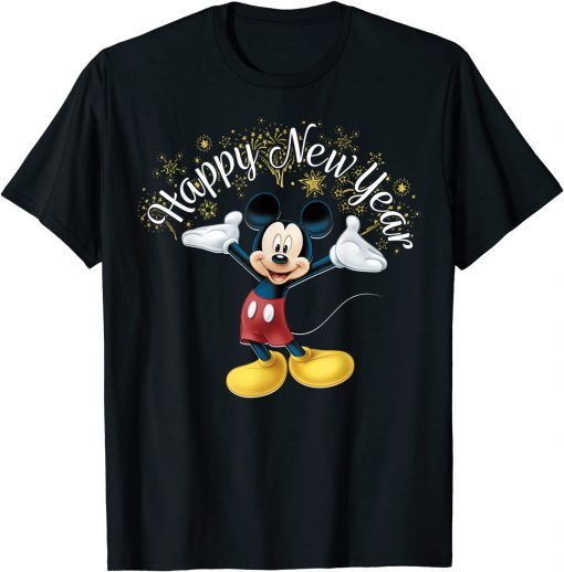 Disney New Year's Mickey Mouse Happy New Year Portrait T-Shirt