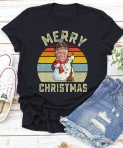 Funny Vintage Snowman, Merry Christmas Pajamas, Anti Biden 2022 Tee Shirts