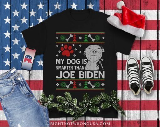 My Dog Is Smarter Than Joe Biden, Ugly Christmas Sweater Funny TShirt