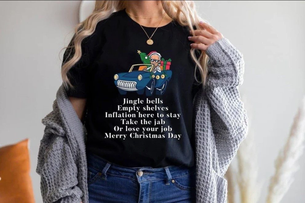 Jingle Joe Biden Funny Santa Trump Ugly Christmas TShirt