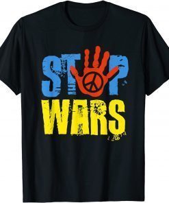 Stop Wars Peace Sign Ukraine Flag T-Shirt