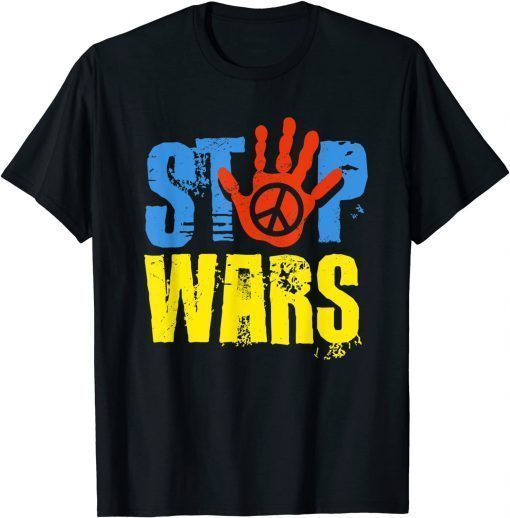 Stop Wars Peace Sign Ukraine Flag T-Shirt
