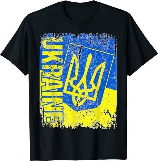 Stop The War In Ukraine, Support Ukrainians Flag Vintage Ukraine Ukrainian Flag Pride Shirt