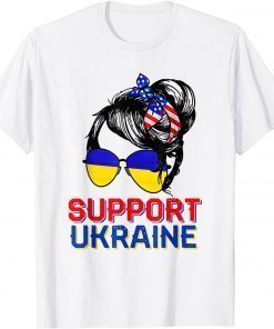 Support Ukraine Woman Flag American Ukrainian Roots T-Shirt