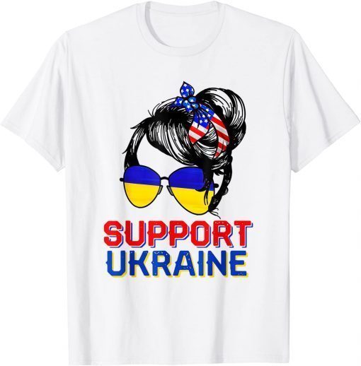 Support Ukraine Woman Flag American Ukrainian Roots T-Shirt