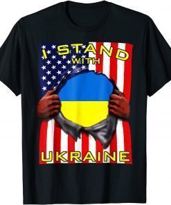 T-Shirt I Stand With Ukraine American Ukrainian Flag