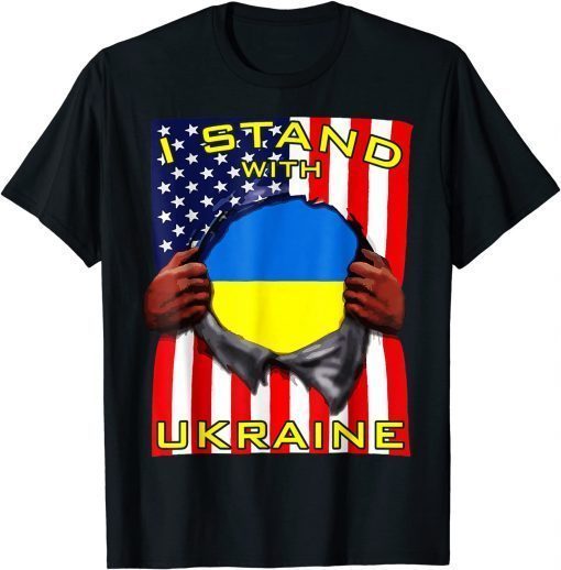 T-Shirt I Stand With Ukraine American Ukrainian Flag