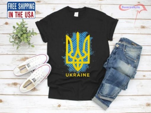 Ukraine Flag Symbol, I Stand With Ukraine American Ukrainian Flag Tee Shirts