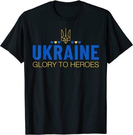Ukraine Glory To Heroes National Symbol Trident Blue Yellow Unisex T-Shirt