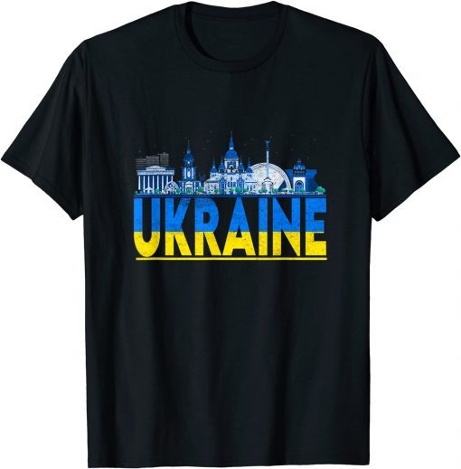Support Ukraine Landmark Ukrainian Flag 2022 T-Shirt
