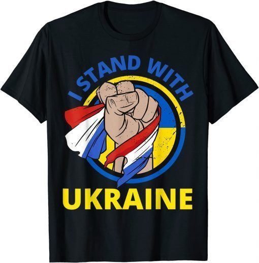 Official I Stand With Ukraine Support Ukrainian American USA Flag T-Shirt