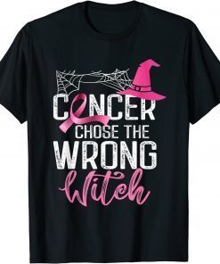 Cancer Chose The Wrong Witch Breast Cancer Halloween Classic Shirt