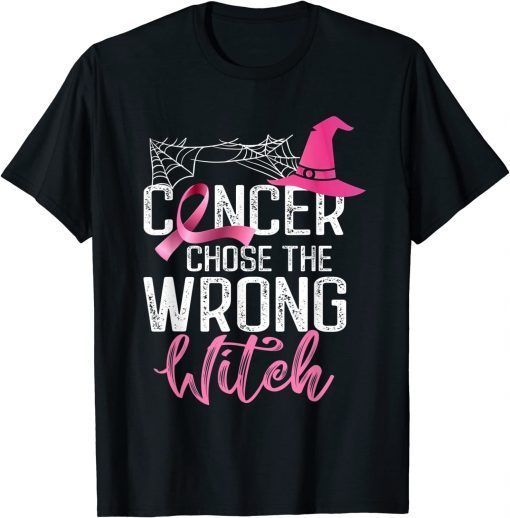 Cancer Chose The Wrong Witch Breast Cancer Halloween Classic Shirt