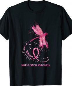 Dragonfly Pink Ribbon Breast Cancer Awareness Warrior T-Shirt