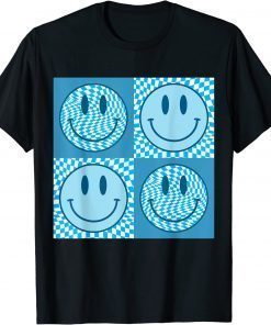 Happy Face Checkered Pattern Smile Face Meme Trendy Costume Limited Shirt