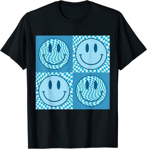 Happy Face Checkered Pattern Smile Face Meme Trendy Costume Limited Shirt