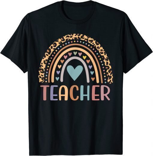 Leopard Rainbow Teacher Life Teaching Teacher Day of School Limited Shirt