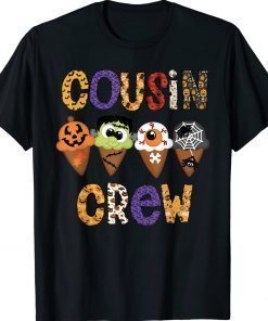 Cousin Crew Halloween Horror Ice Cream Pumpkin Face Monster Vintage TShirt