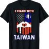 Funny I Stand With Taiwan Support Taiwanese & American Flag Gift Shirts