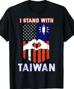 Funny I Stand With Taiwan Support Taiwanese & American Flag Gift Shirts