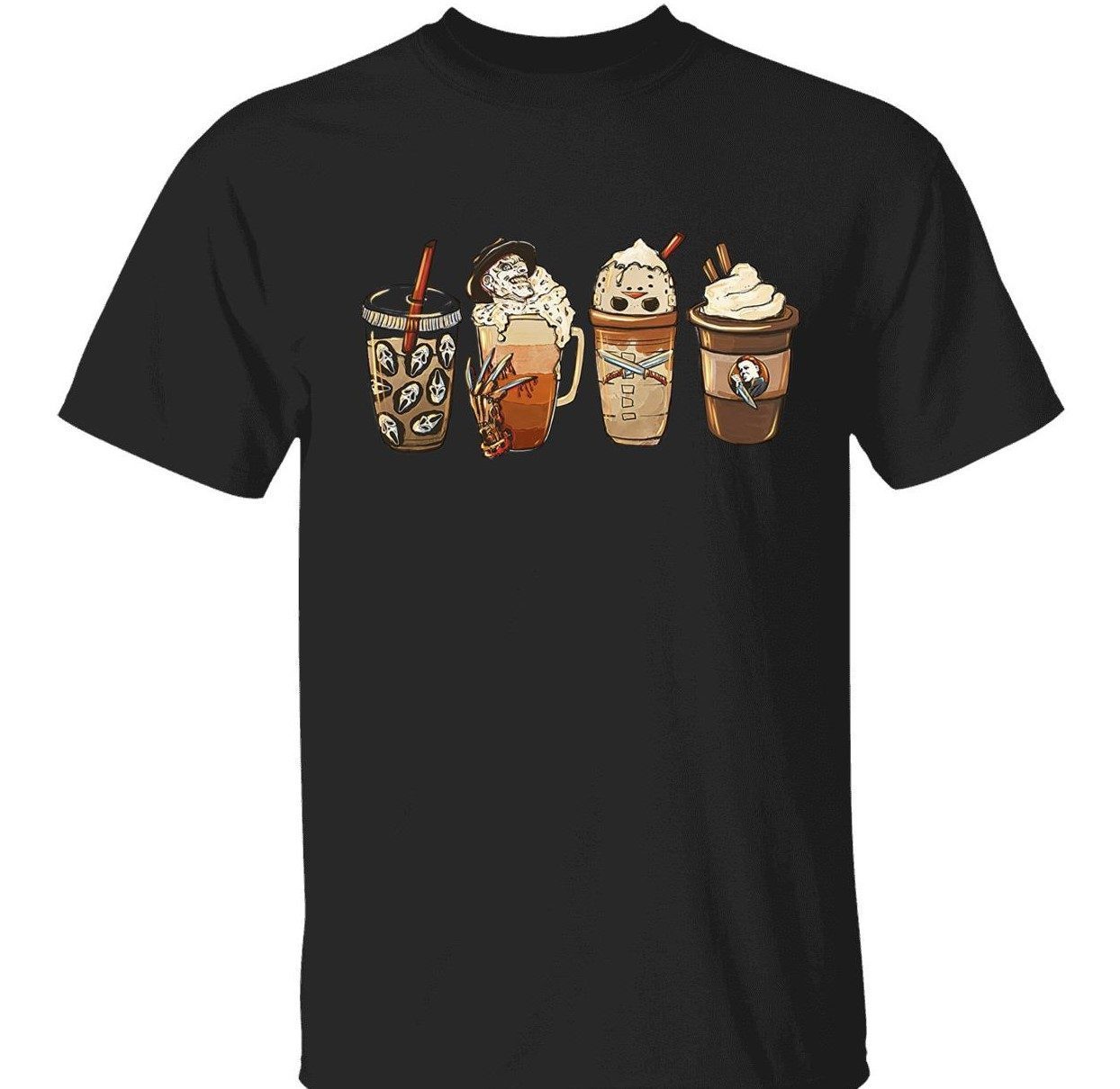 Horror movie and coffee halloween funny shirts