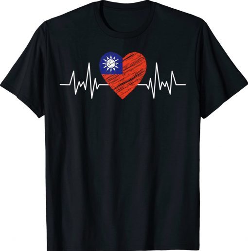 Taiwan Flag With Heartbeat Pride Grunge Taiwanese Flag Unisex Shirt