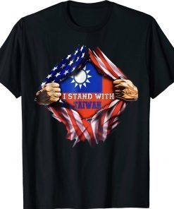 I Stand with Taiwan Flag American Flag support Taiwan Unisex TShirt