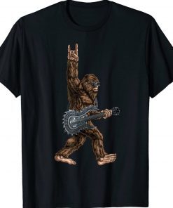 Bigfoot Playing A Dragon Guitar Rock On Sasquatch Big Foot Vintage TShirt