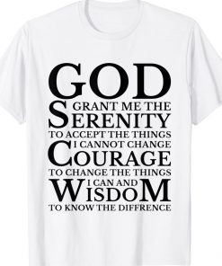 Serenity Prayer AA NA Sober Recovery Vintage Shirts