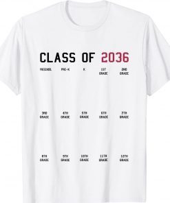 Class of 2036 Graduation First Day of School Grow With Me 2022 TShirt