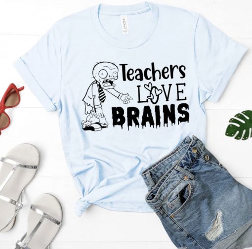 Teachers Love Brains Zombie Halloween Party TShirt