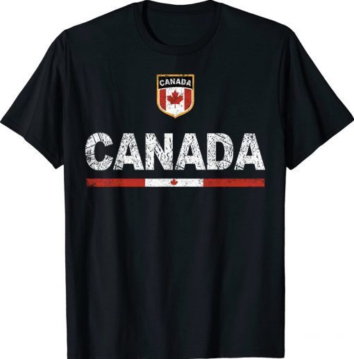 Canada Soccer Fans Jersey Canadian Flag Football Lovers Vintage TShirt