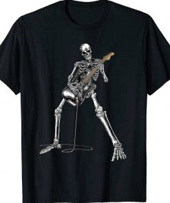 Happy Skeleton Guitar Guy Spooky Halloween Rock Band Concert Vintage Shirts