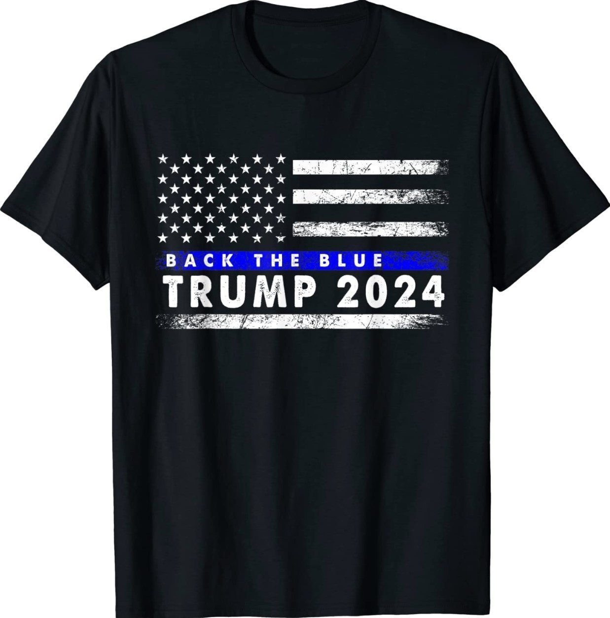 Trump 2024 Back The Blue American Flag Blue Line 4th Of July Unisex ...