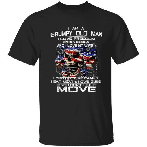 Skull i am a grumpy old man i love freedom drink beer 2022 shirts