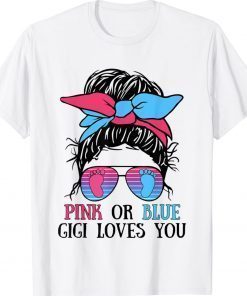 Pink or Blue Gigi Loves You Tee Gender Reveal Vintage TShirt