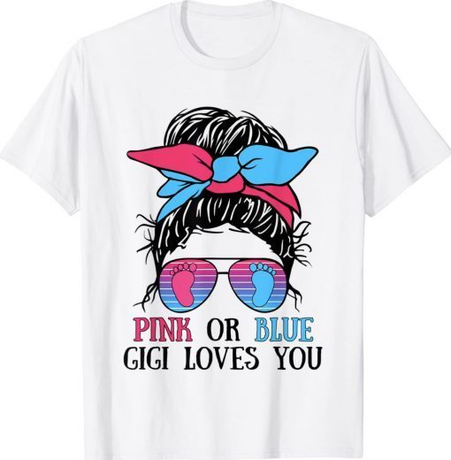Pink or Blue Gigi Loves You Tee Gender Reveal Vintage TShirt