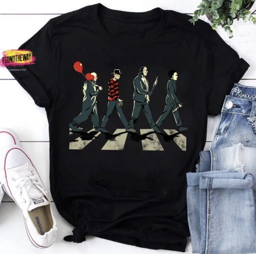 Abbey Road Horror Movies Characters Halloween Character Vintage TShirt