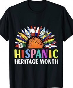 Hispanic Heritage Month Sunflower Latino Countries Flags Gift Shirts