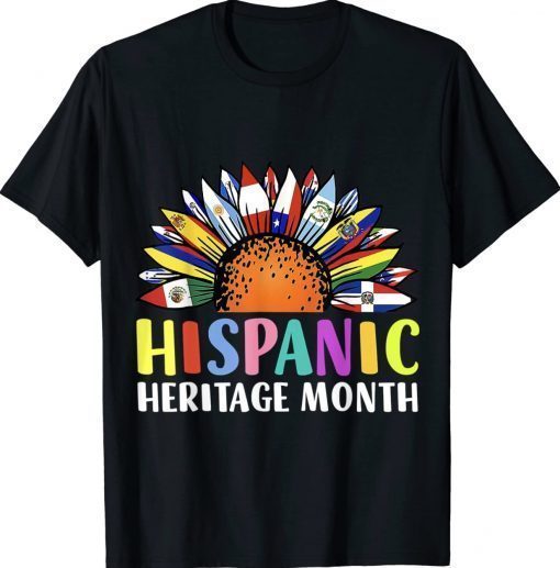 Hispanic Heritage Month Sunflower Latino Countries Flags Gift Shirts