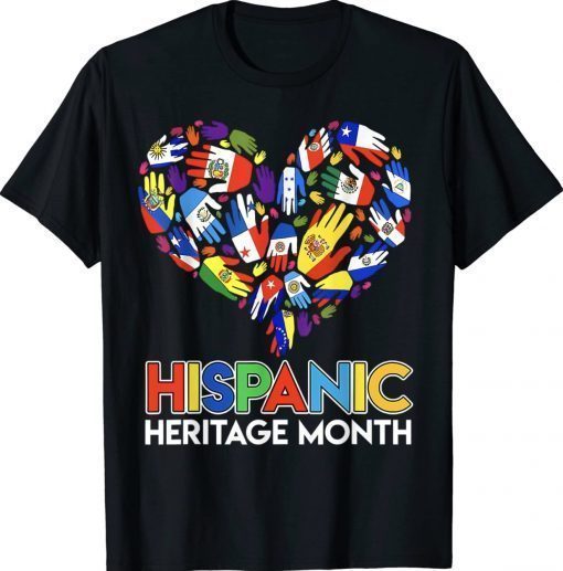 Hispanic Heritage Month Latino Countries Flags Heart Vintage TShirt