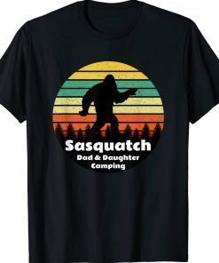Vintage Sasquatch Dad & Daughter Camping TShirt