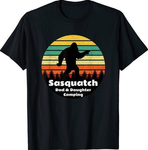 Vintage Sasquatch Dad & Daughter Camping TShirt