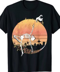 Spooky Dancing Witch Skeleton in a Graveyard Gift TShirt