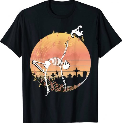 Spooky Dancing Witch Skeleton in a Graveyard Gift TShirt