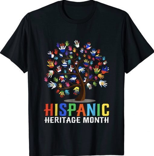 Hispanic Heritage Month Latino Countries Hand Flag Tree Root Gift TShirt